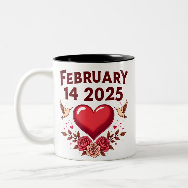 Celebrate Valentine's Day 2025: The Perfect Custom Two-Tone Coffee Mug (Left)