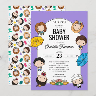 Celebrate with FRIENDS! Chibi Art Baby Shower Invitation