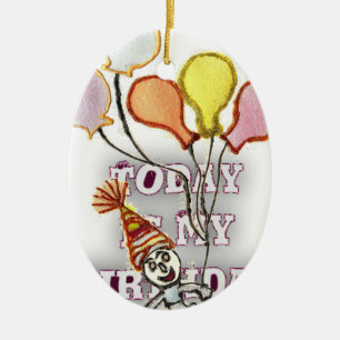 Celebrate with Our Playful Birthday Greeting Happy Ceramic Ornament