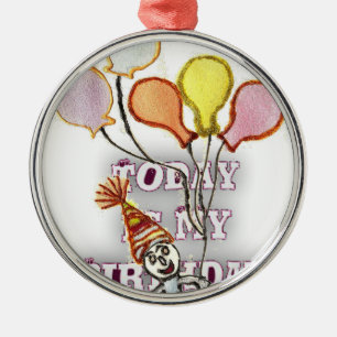 Celebrate with Our Playful Birthday Greeting Happy Metal Ornament