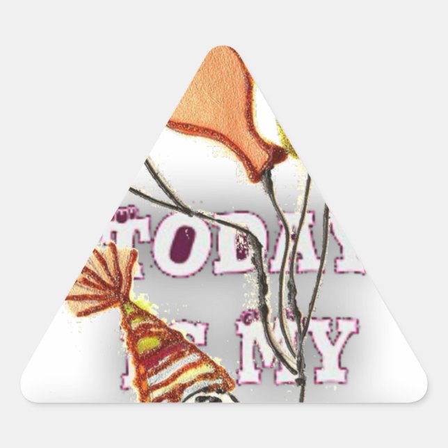 Celebrate with Our Playful Birthday Greeting Happy Triangle Sticker (Front)