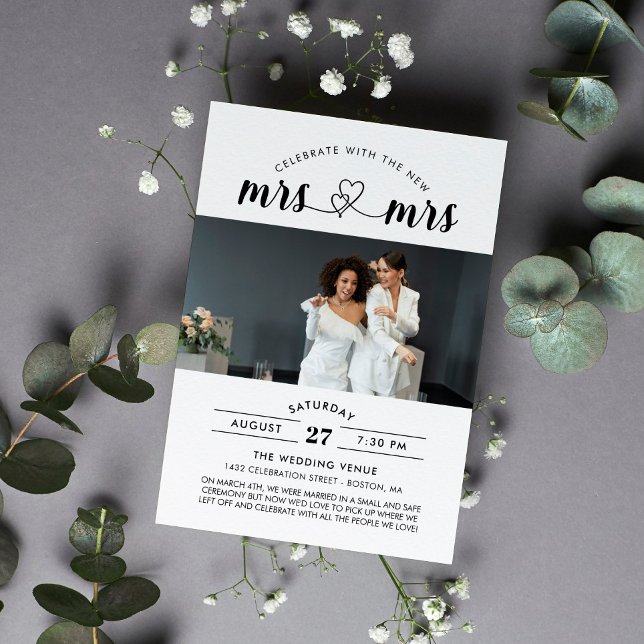 Celebrate With The New Mrs & Mrs Photo Invitation (Creator Uploaded)