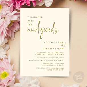 Celebrate With The Newlyweds Modern Wedding Dinner Invitation