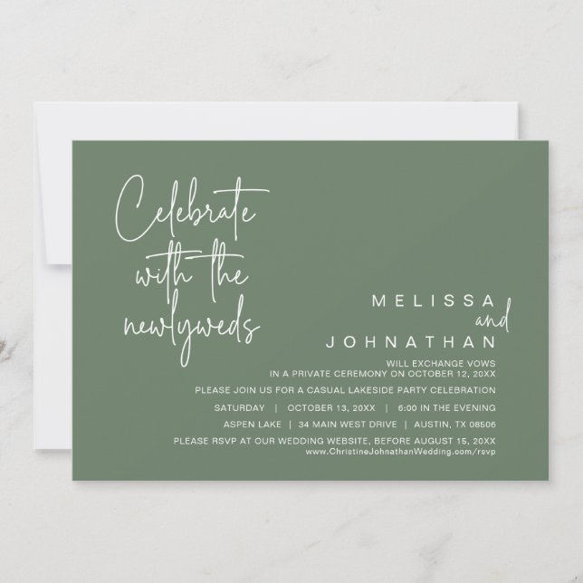 Celebrate with the newlyweds, Wedding Elopement In Invitation (Front)