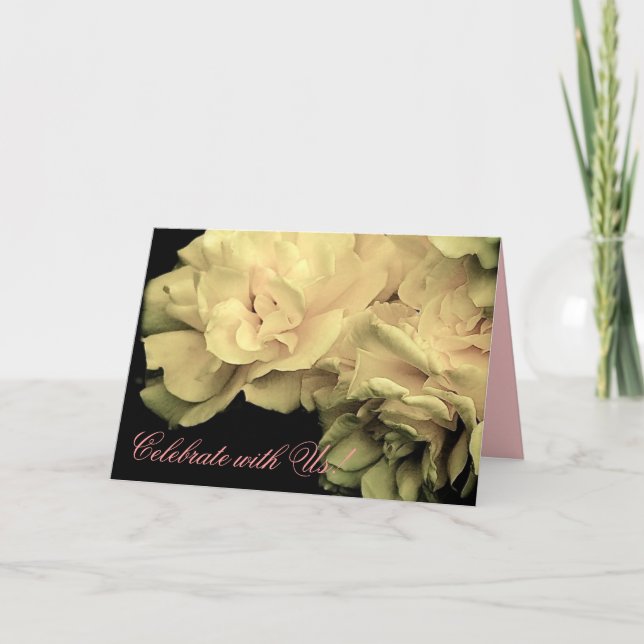 Celebrate with Us! Antique Roses Invitation Card (Front)