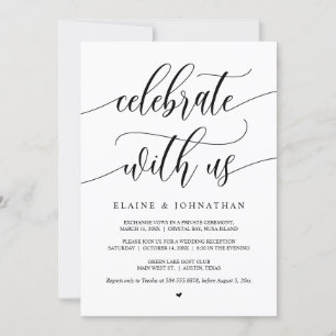 Celebrate with us, Black, Wedding Elopement Party Invitation