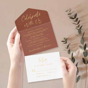 Celebrate With Us Black Wedding Reception All In One Invitation