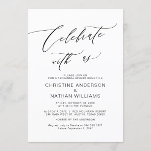 Celebrate with us, Black, Wedding Rehearsal Dinner Invitation