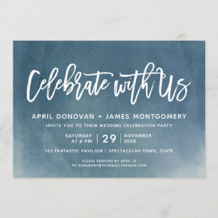 Celebrate with Us Brush Typography Wedding Invitation