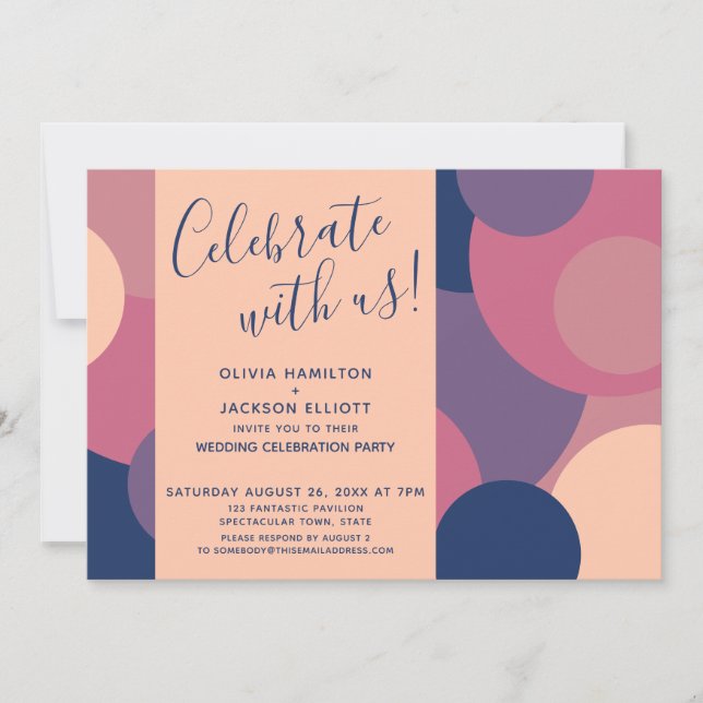 Celebrate with Us Colourful Circles Reception Only Invitation (Front)