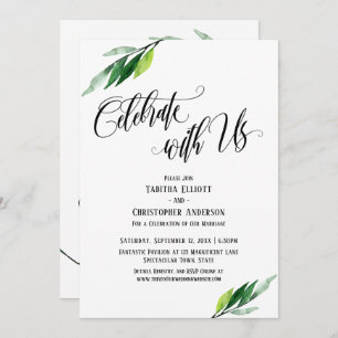 Celebrate with Us Elaborate Script and Greenery Invitation