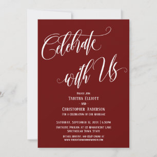Celebrate with Us Elaborate Script Burgundy Invitation
