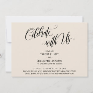 Celebrate with Us Elaborate Script Cream Invitation