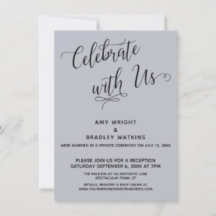 "Celebrate with Us" Elegant Dusty Blue Reception Invitation