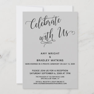 Celebrate with Us Elegant Grey Reception-Only Invitation