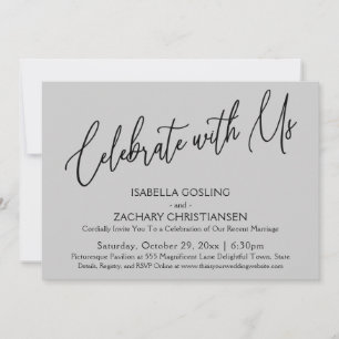 Celebrate with Us Elegant Handwriting Light Grey Invitation