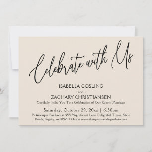 Celebrate with Us Elegant Handwriting Party Cream Invitation