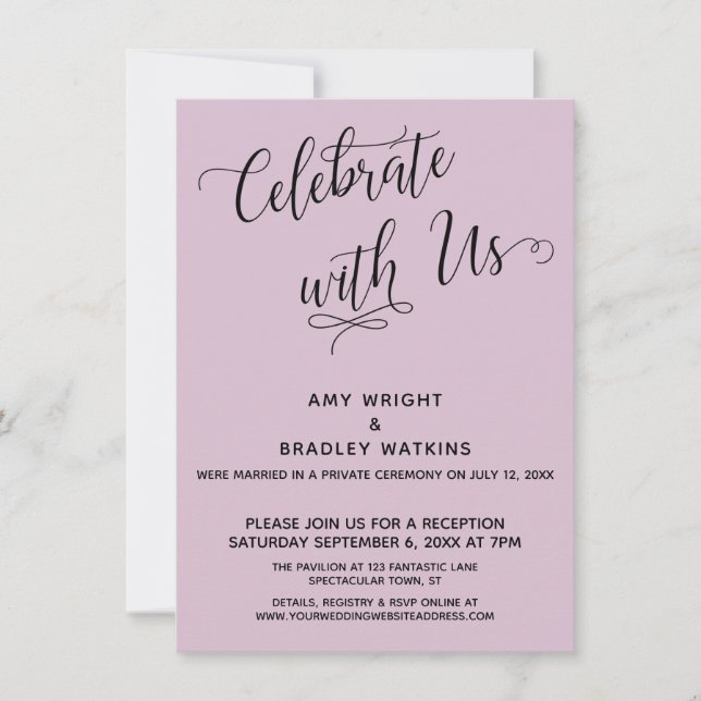 Celebrate with Us Elegant Light Mauve Reception Invitation (Front)