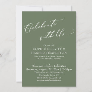 Celebrate with Us Elegant Olive Reception Only Invitation