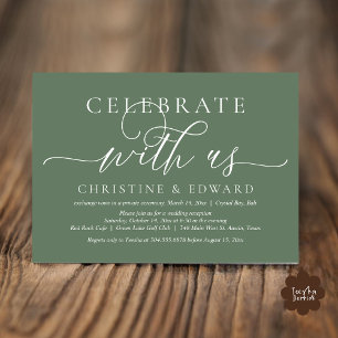 Celebrate with us, Elopement Party, Sage Green Invitation
