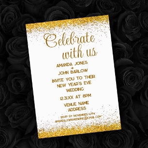 Celebrate With Us Gold New Year's Eve Wedding  Invitation