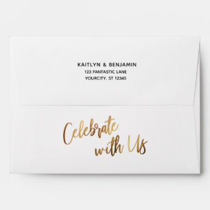 Celebrate with Us Gold Ombre Inside Return Address Envelope
