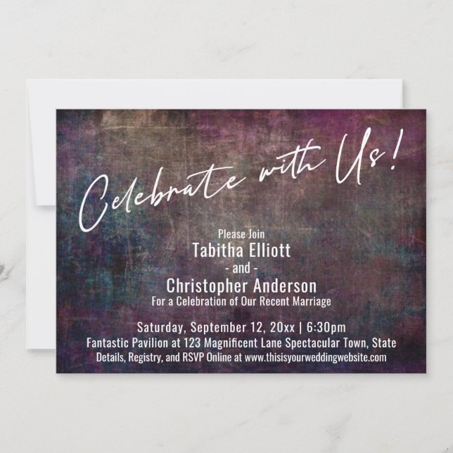 Celebrate with Us Handwriting Multicolored Grunge Invitation (Front)