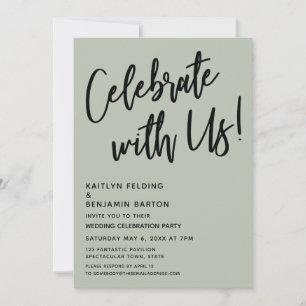 Celebrate With Us! Handwriting Sage Green Invitation