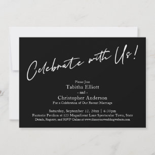 Celebrate with Us Handwriting Simple Black Invitation