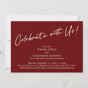 Celebrate with Us Handwriting Simple Burgundy Invitation