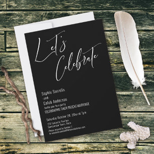 Celebrate with Us! Modern Black Wedding Party Invitation