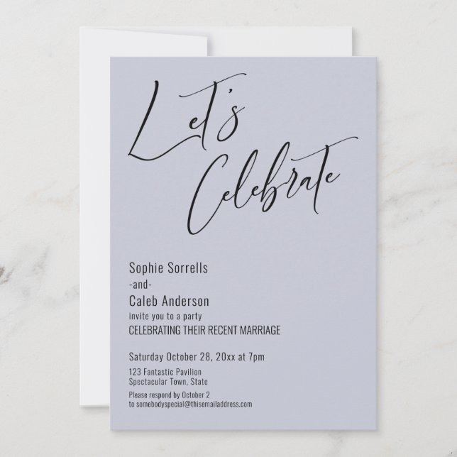 Celebrate with Us! Modern Dusty Blue Reception Invitation (Front)