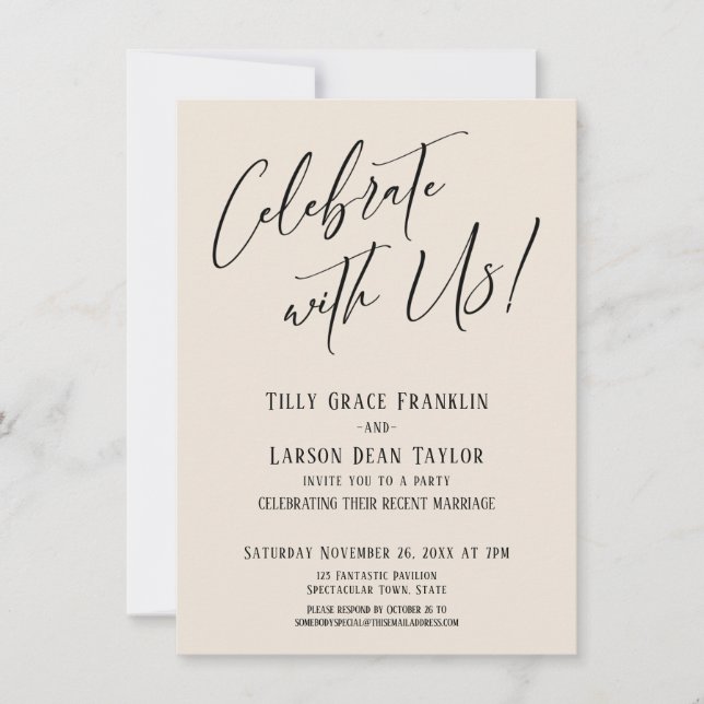 Celebrate with Us! Modern Elegant Wedding Party Invitation (Front)