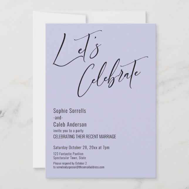Celebrate with Us! Modern Lavender Reception Invitation (Front)