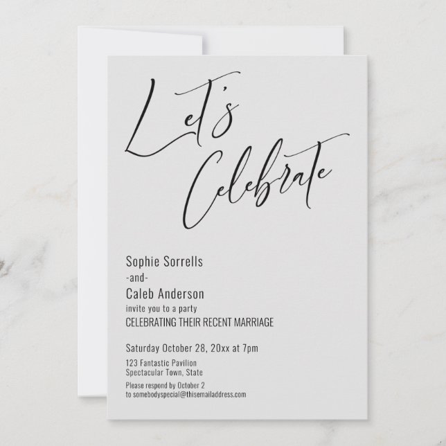 Celebrate with Us! Modern Light Grey Reception Invitation (Front)