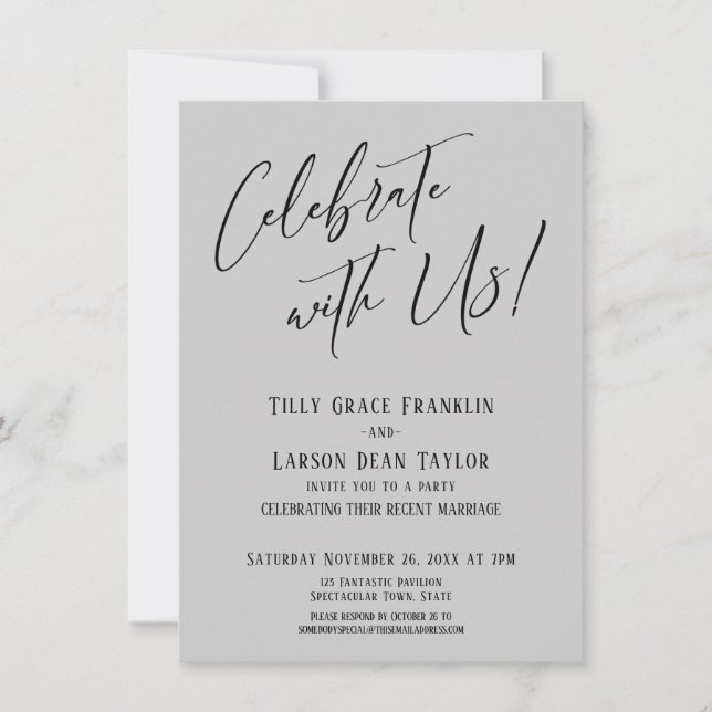 Celebrate with Us! Modern Light Grey Wedding Party Invitation (Front)