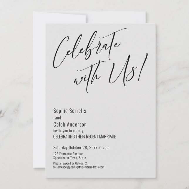 Celebrate with Us! Modern Light Grey Wedding Party Invitation (Front)