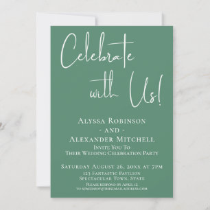Celebrate with Us! Modern Reception Pretty Green Invitation