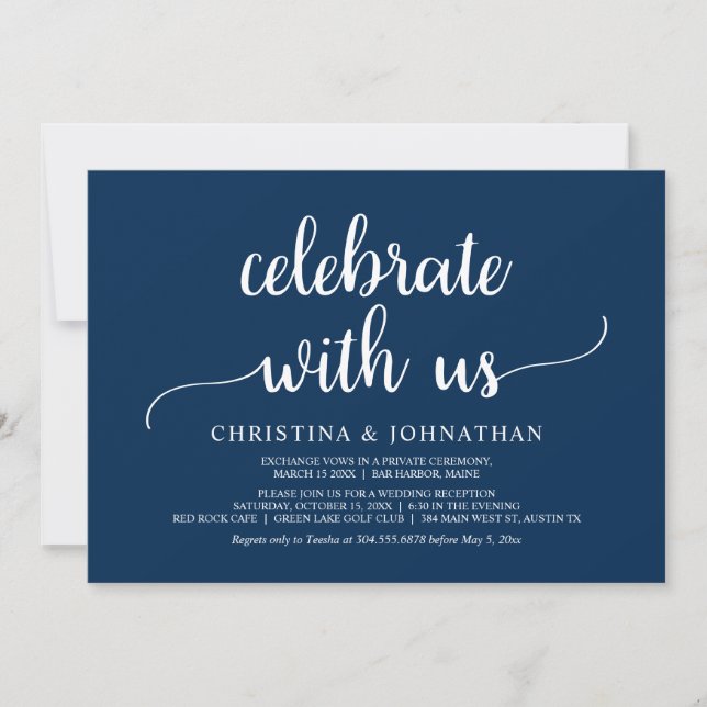 Celebrate with us, Modern Rustic Elopement Invitat Invitation (Front)