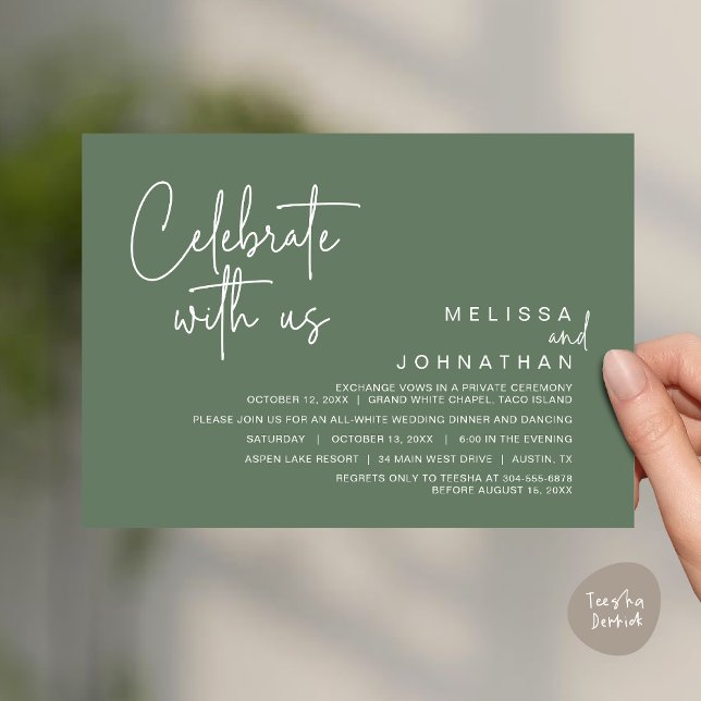 Celebrate with us, Modern Wedding Elopement Dinner Invitation (Celebrate with us, Modern Wedding Elopement Dinner Invitation Card, Brunch, Lunch PDF, Greenery Sage)