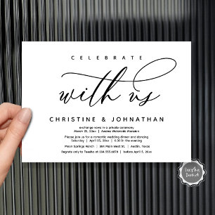 Celebrate with us, Modern Wedding Elopement Dinner Invitation