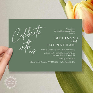 Celebrate with us, Modern Wedding Rehearsal Dinner Invitation