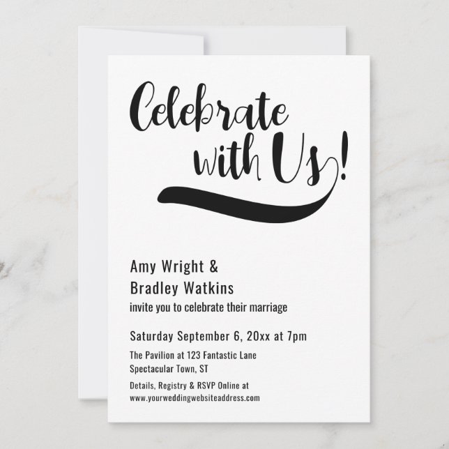 "Celebrate with Us!" Post-Wedding Reception Invitation (Front)