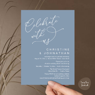 Celebrate with us, Romantic Wedding Dinner Dancing Invitation