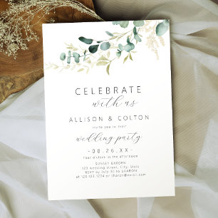 Celebrate With Us! rustic eucalyptus greenery boho Invitation