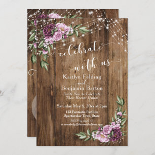 Celebrate with Us Rustic Floral Lights Reception Invitation