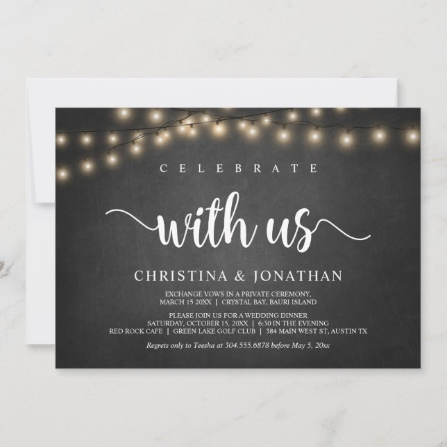 Celebrate with us, Rustic Wedding Elopement Invita Invitation (Front)