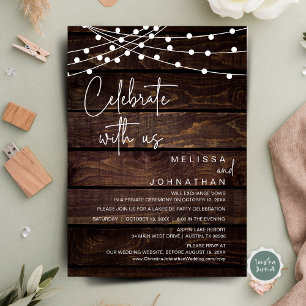 Celebrate With Us, Rustic Wedding Elopement Party Invitation