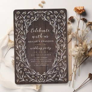 Celebrate With Us! Rustic Wood Boho Floral party Invitation
