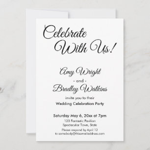 Celebrate With Us! Simple, Black & White Reception Invitation